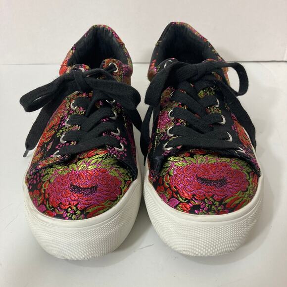 Steve Madden floral embroidered sneakers women's size 7 pink black green shoes - Picture 8 of 8
